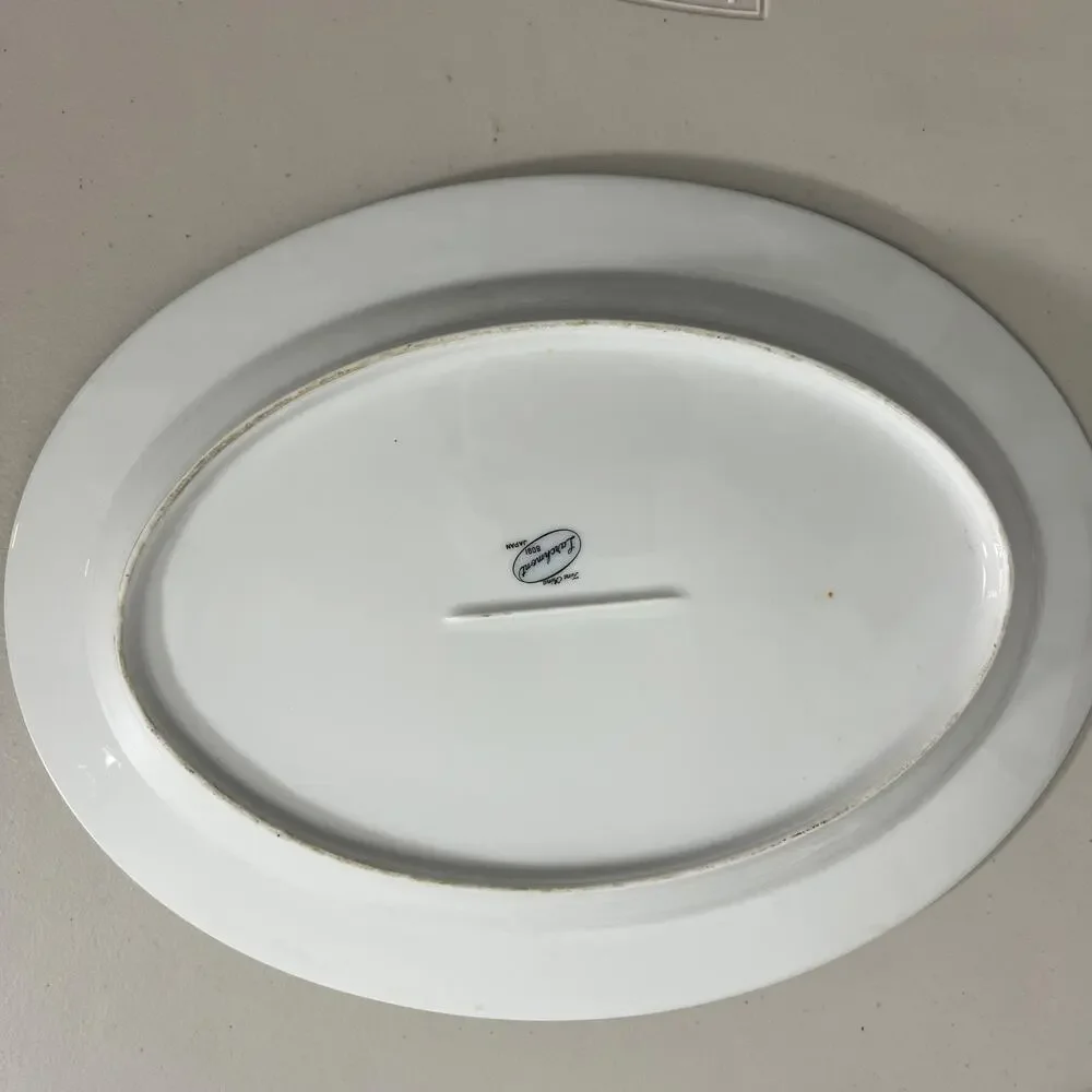 Vintage Larchmont‎ Fine China 8091 Japan Oval Serving Platter Floral Silver 14
